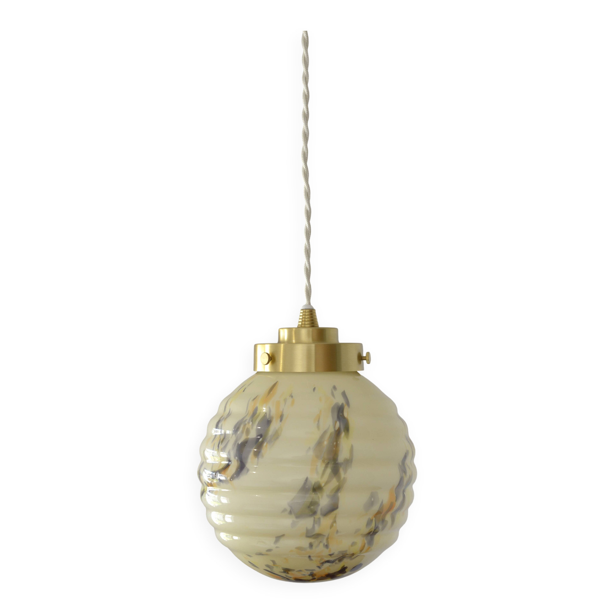 Art Deco redesign pendant lamp  / marbled glass antique hanging lamp