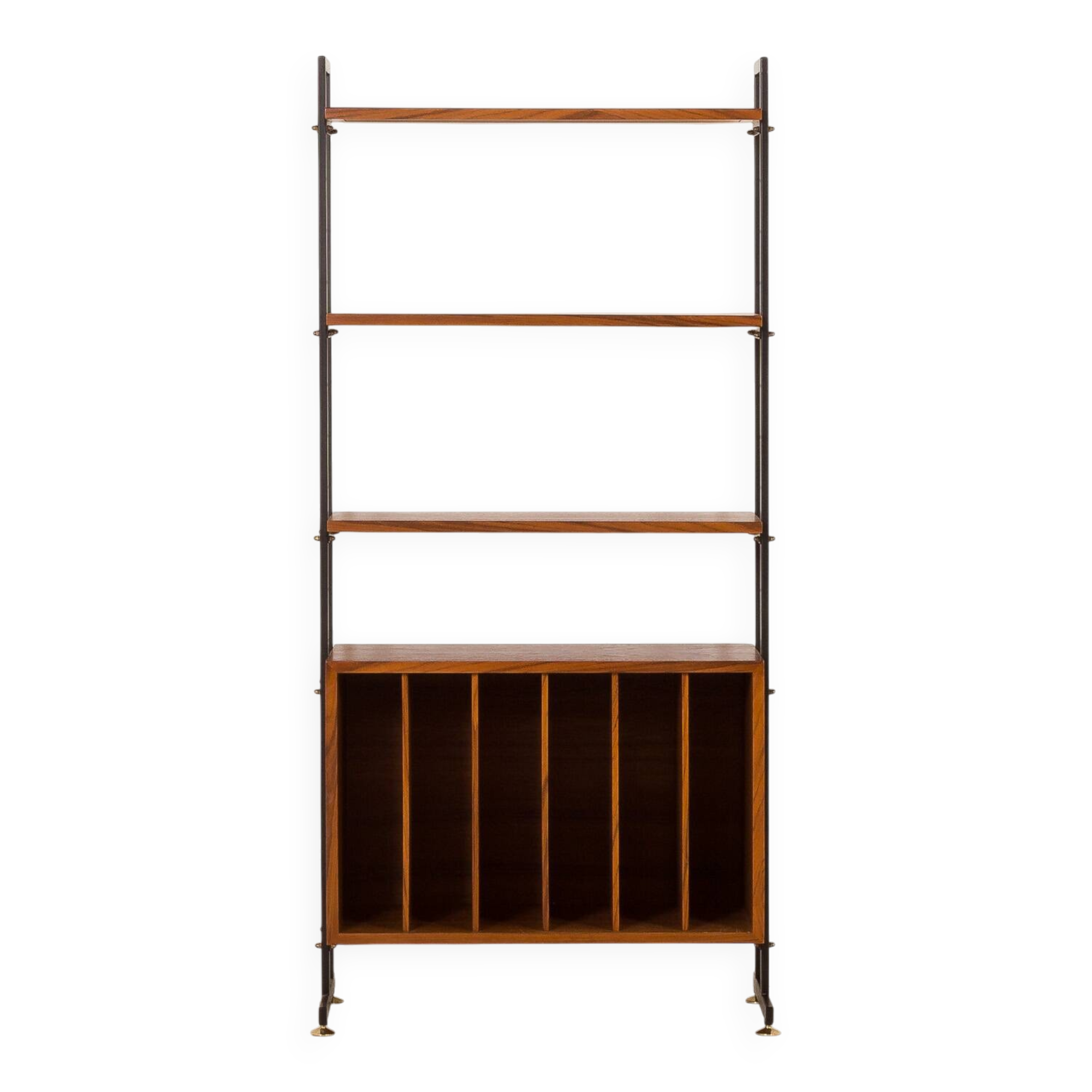 Mid-century free standing vinyl records wall unit, Italy 1970s.