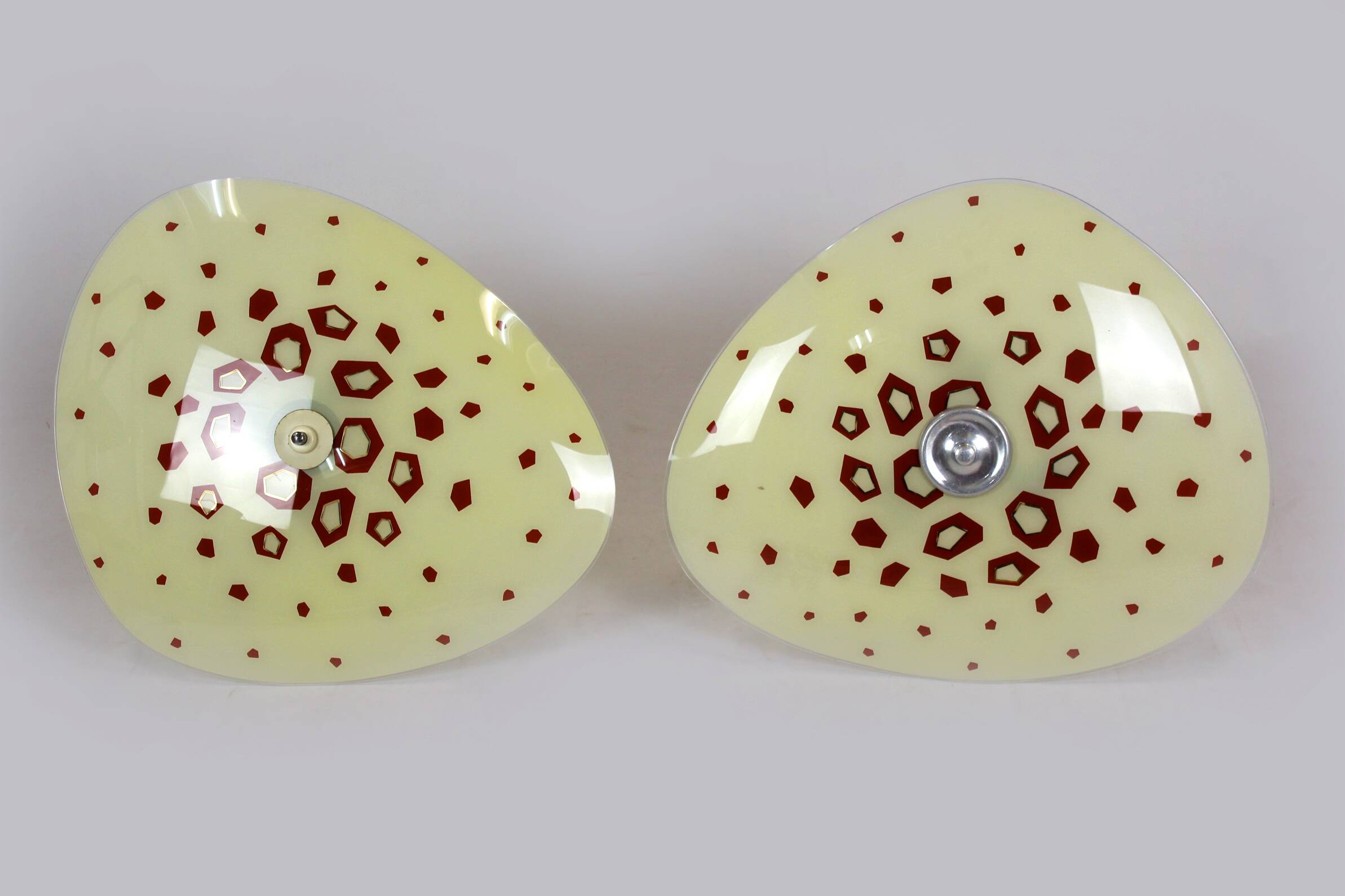 Large Vintage Czechoslovakian Opaline Glass Pendant Lights, 1970s, Set of 2