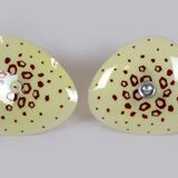 Large Vintage Czechoslovakian Opaline Glass Pendant Lights, 1970s, Set of 2