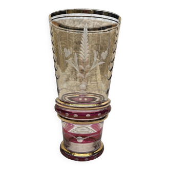 50s vase with gold and burgundy decor