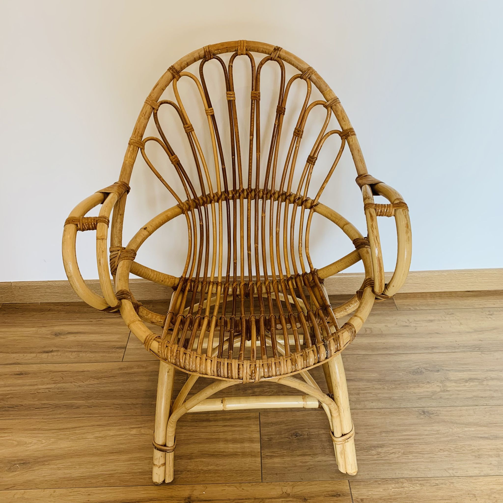 Pair of adult rattan armchairs
