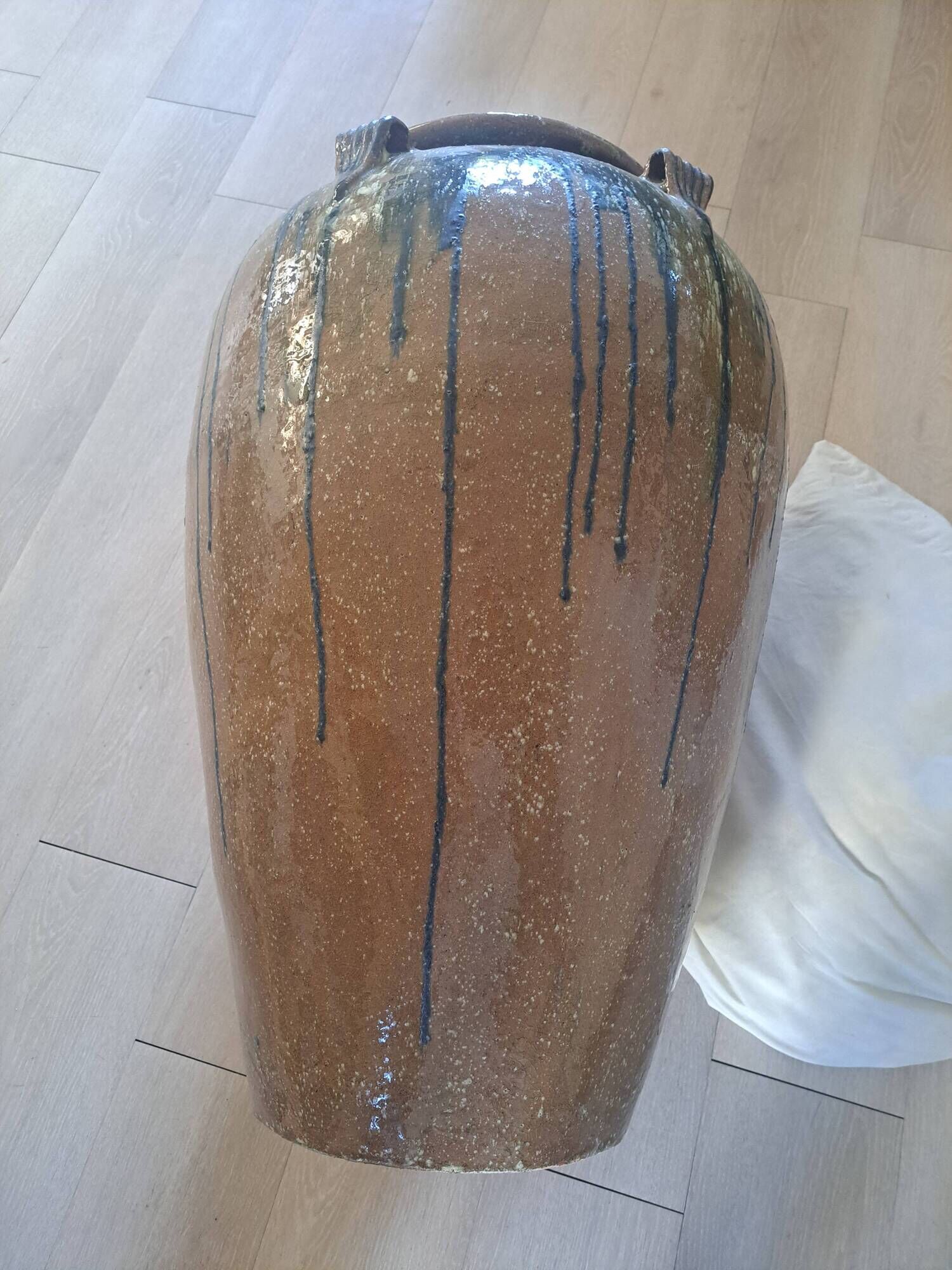 Large ceramic pot ptmd jar lisie natural blue