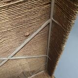 Vintage French papercord sofa with a metal frame base