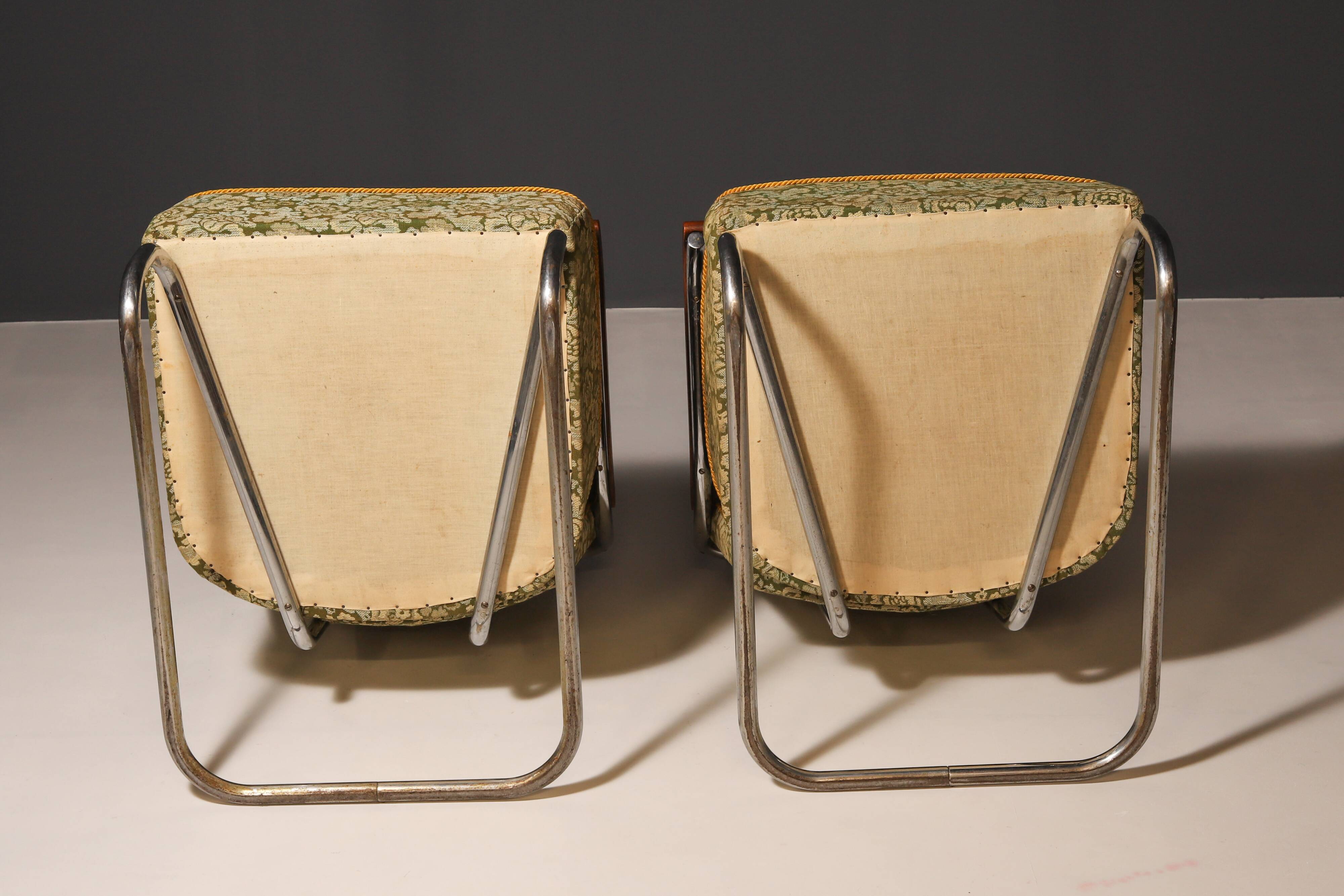 Paire de fauteuils cantilever en acier tubulaire pour Kovona, Tchécoslovaquie, années 1950