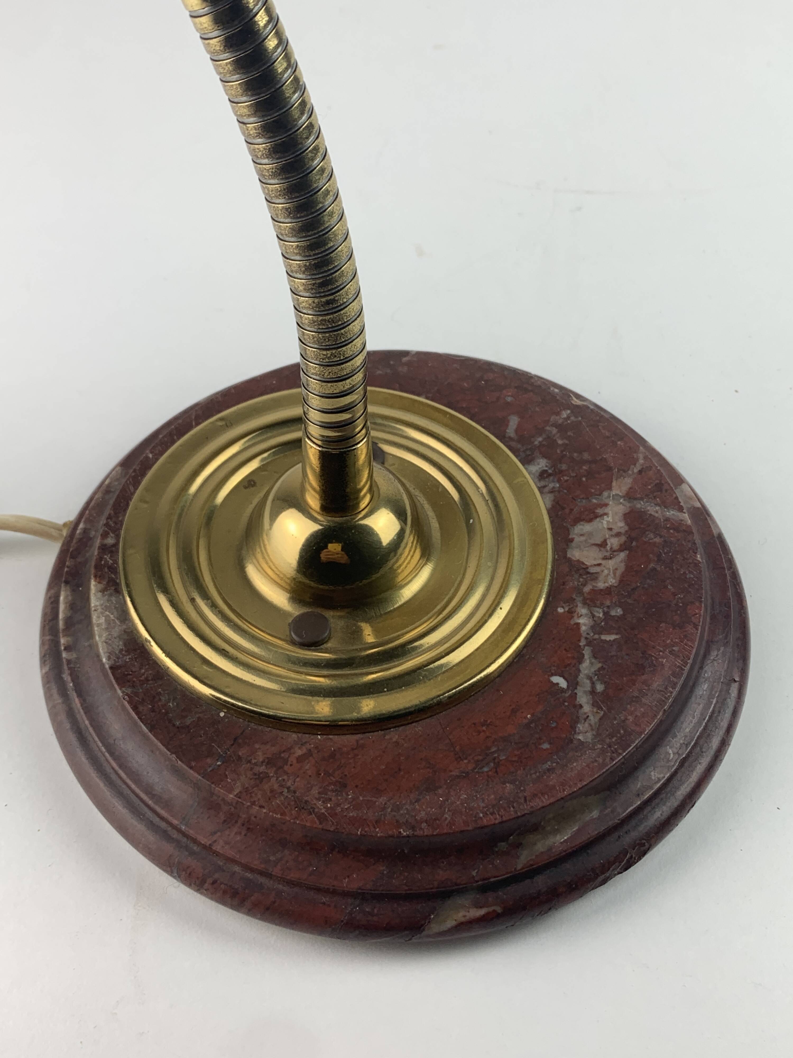 Midcentury brass gooseneck clam shell desk lamp