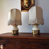 Pair of brass lamps