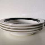 Set of 4 Gien soup plates with black graphic pattern