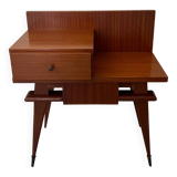 Varnished wooden bedside table