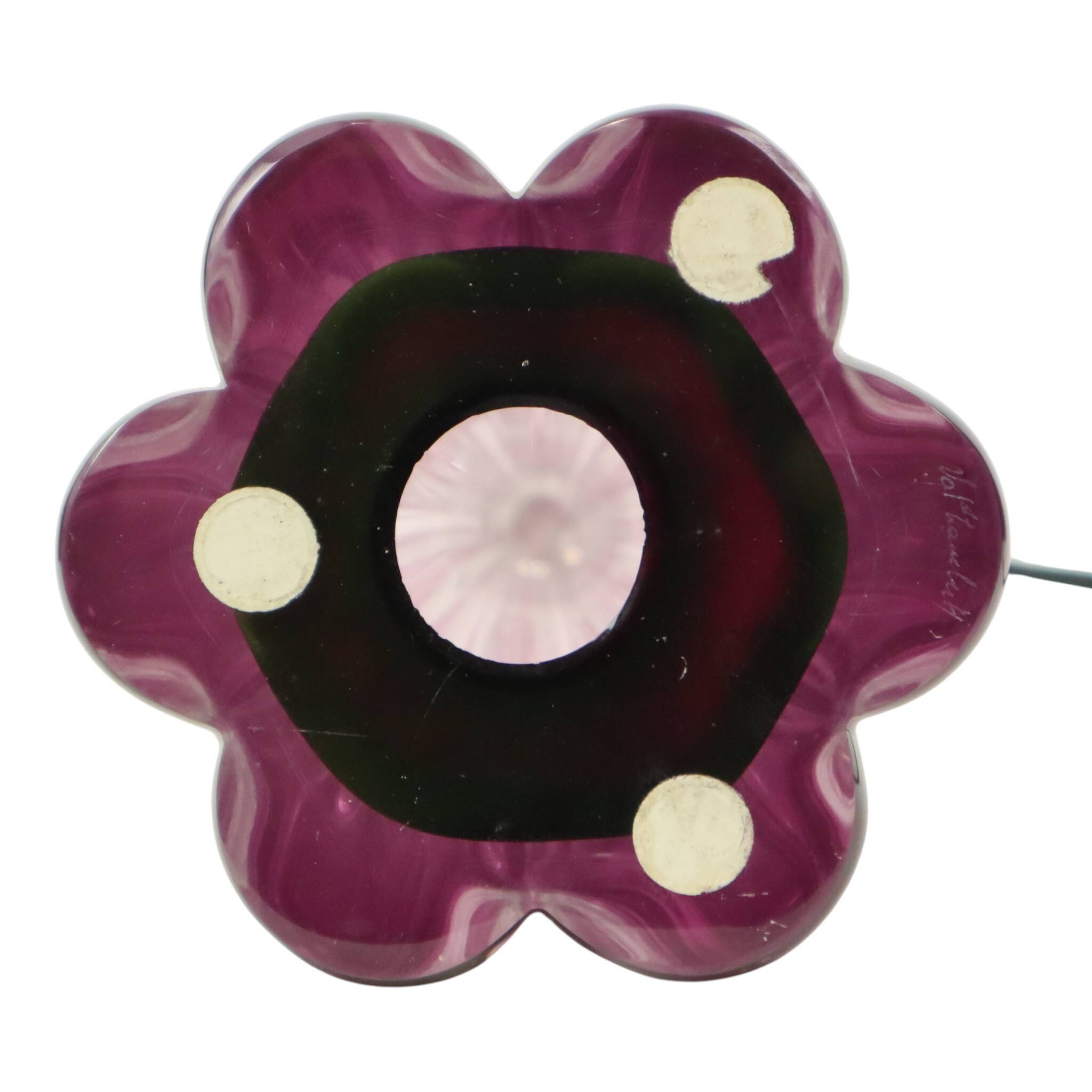 Purple Crystal Table Lamp Val Saint Lambert 1960s