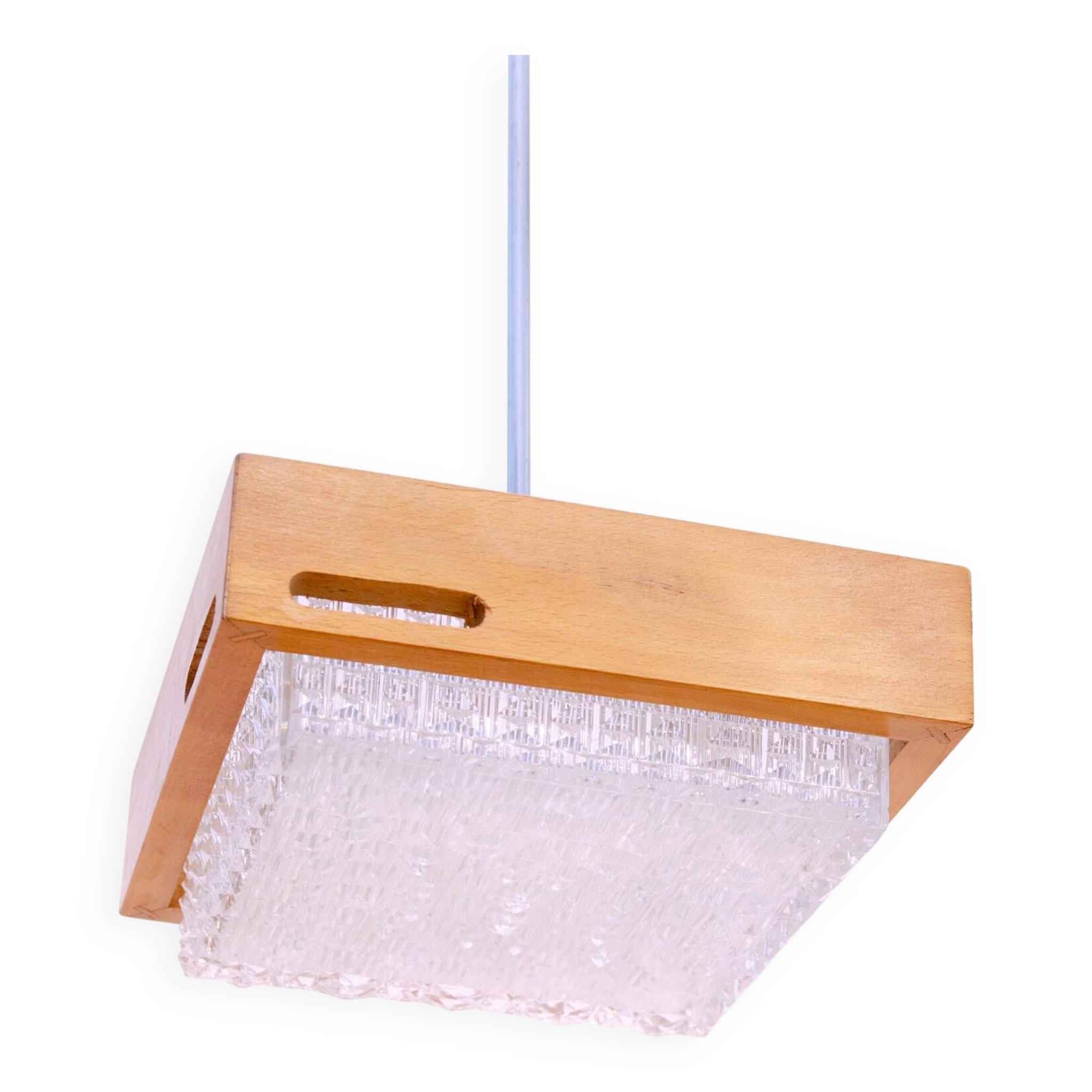 Eastern Bloc Brutalist Pendant Lamp, 1970s, Czechoslovakia