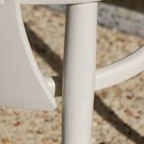 6 baumann chairs, white gull with black faux leather.