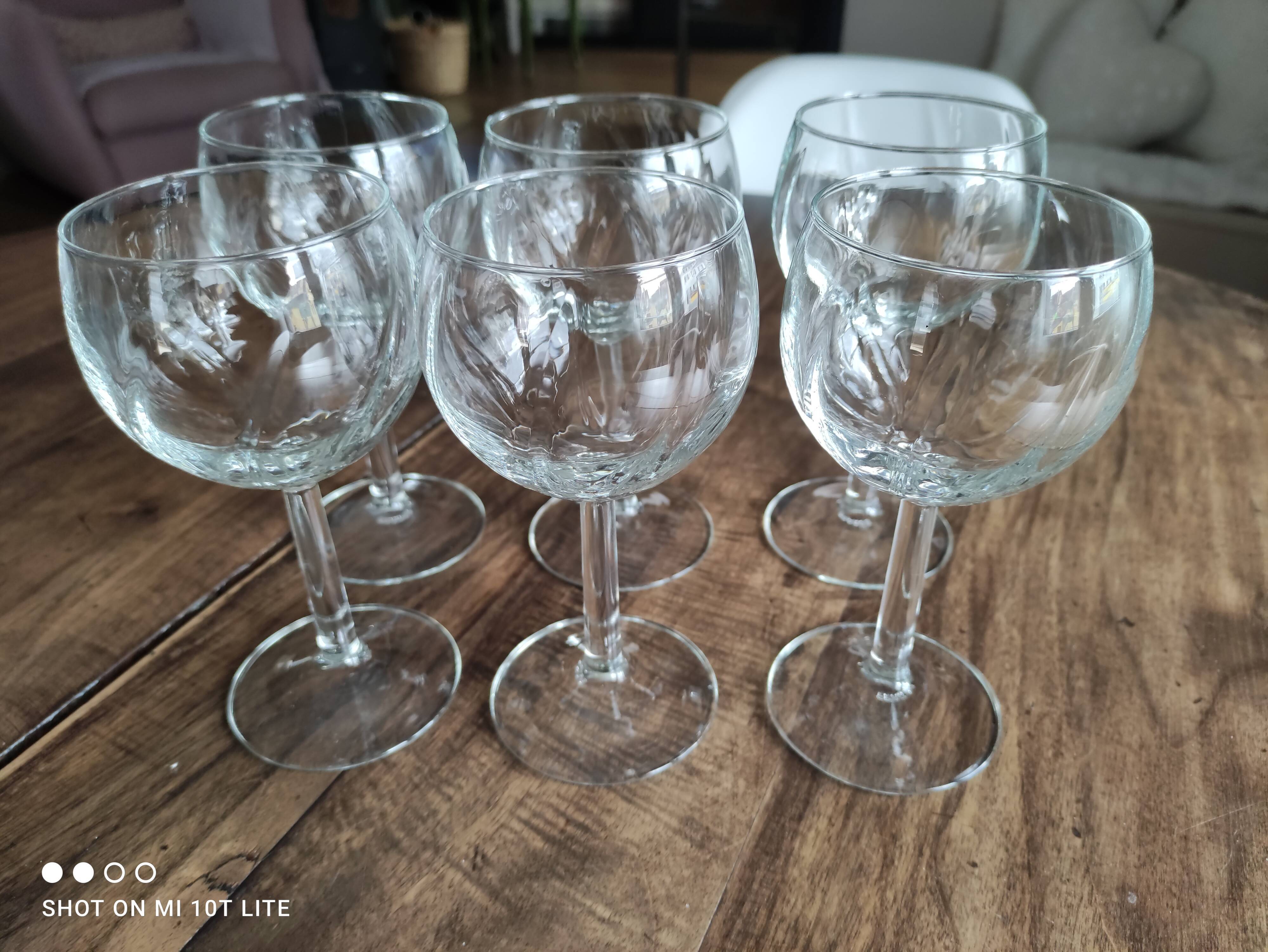 Lot de 6 verres à vin ballon vintage en verre buvant voluté