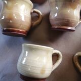 Set of 7 vintage stoneware yellow coffee cups