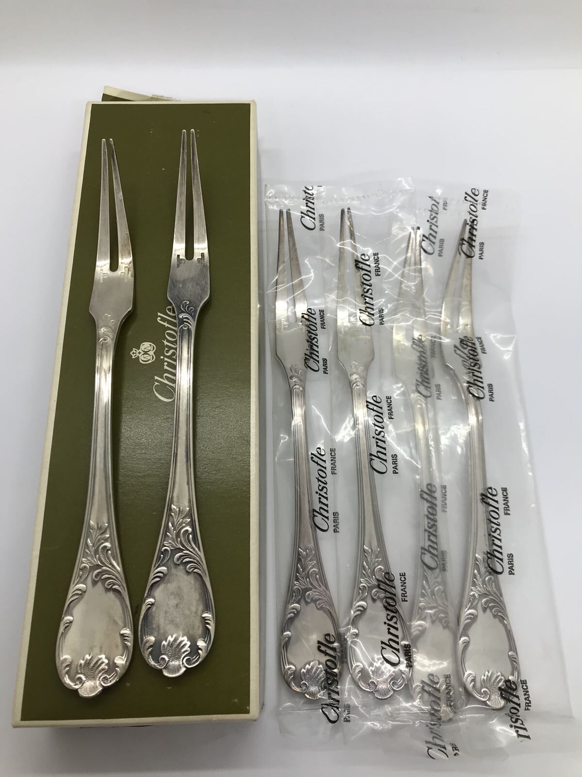 6 Christofle snail forks, Marly model, silver metal