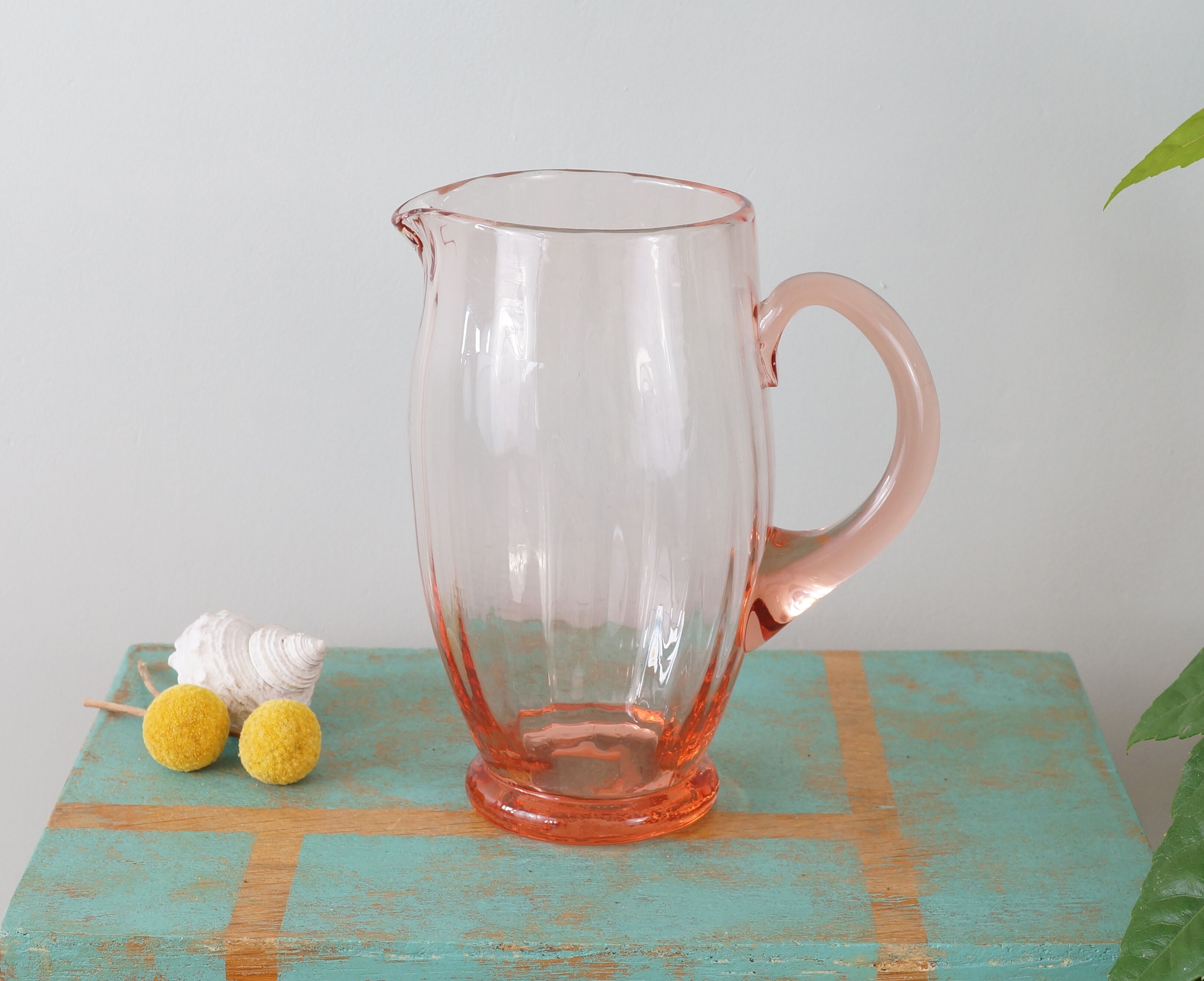 Pink blown glass decanter 50s