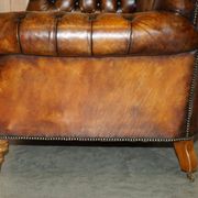 Canapé Chesterfield victorien en cuir serpentin teint à la main