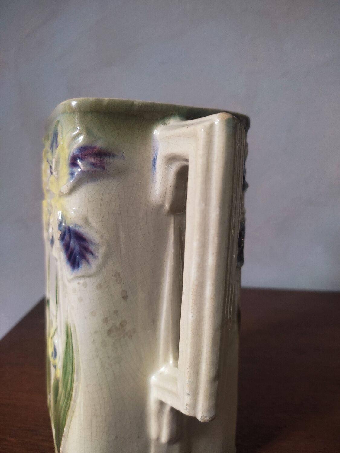 Art Nouveau pitcher in slip