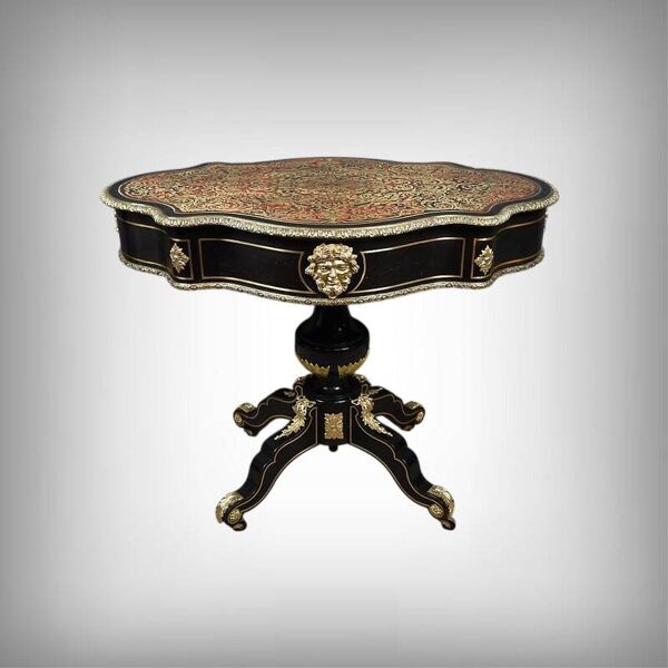 Table violonnée en marqueterie Boulle, époque Napoléon III – Milieu XIXe