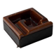 Geometric brown enamelled ashtray with a leather base (1960s-70s)