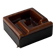 Geometric brown enamelled ashtray with a leather base (1960s-70s)