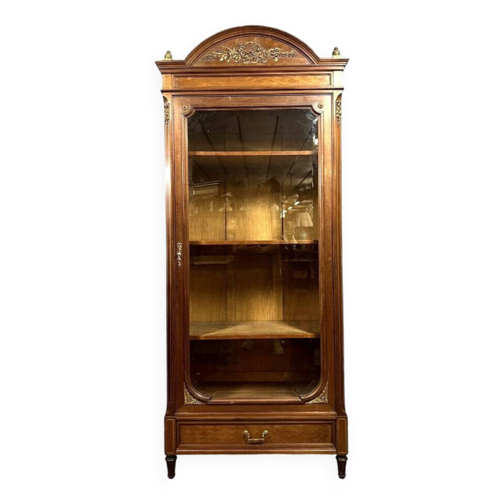 Parisian library in Louis XVI style in marquetry and gilded bronzes circa 1850