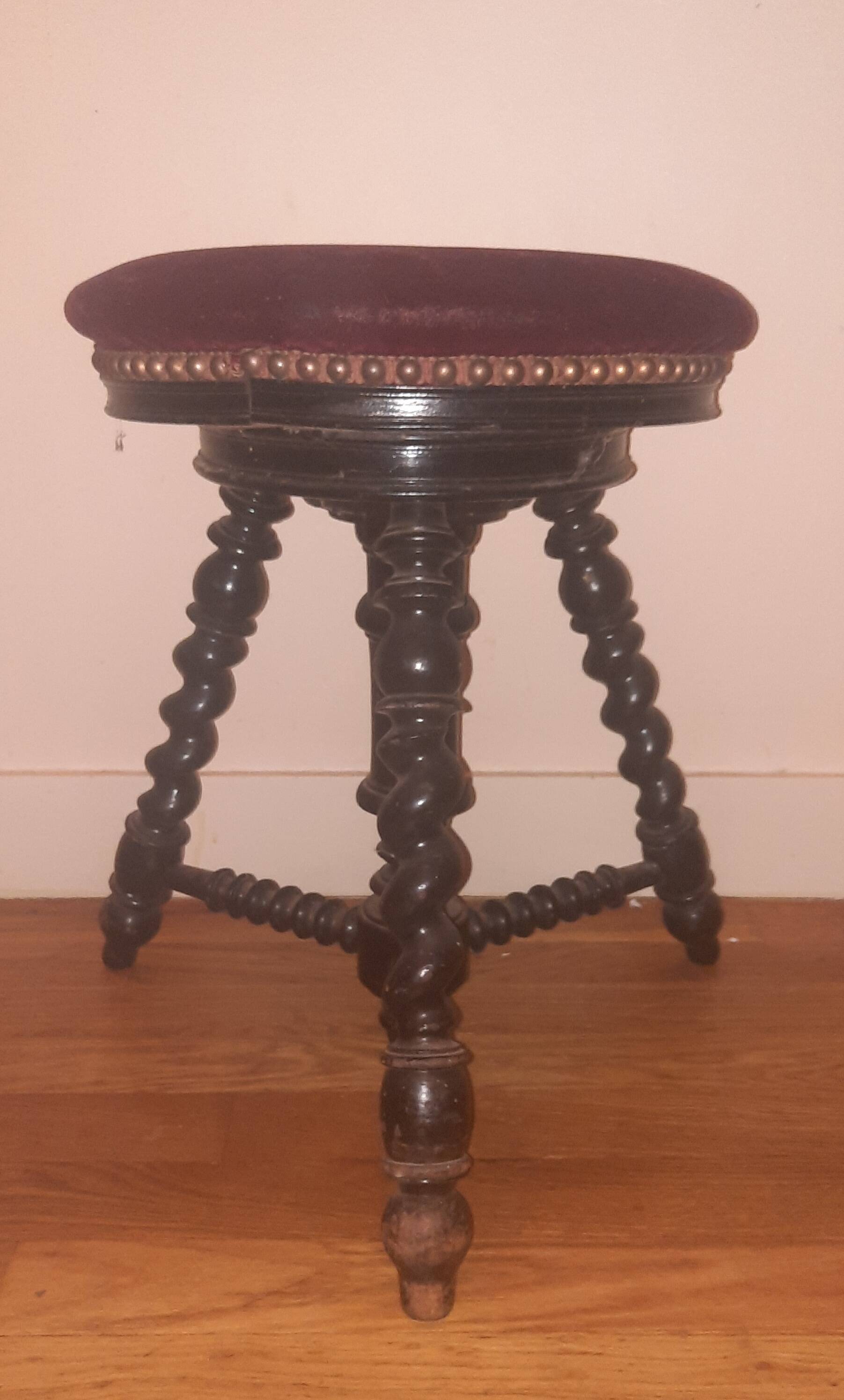 Tabouret de piano  bois tourné Napoléon 3