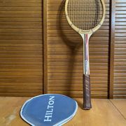 Vintage tennis racket hilton master wood + vintage cover
