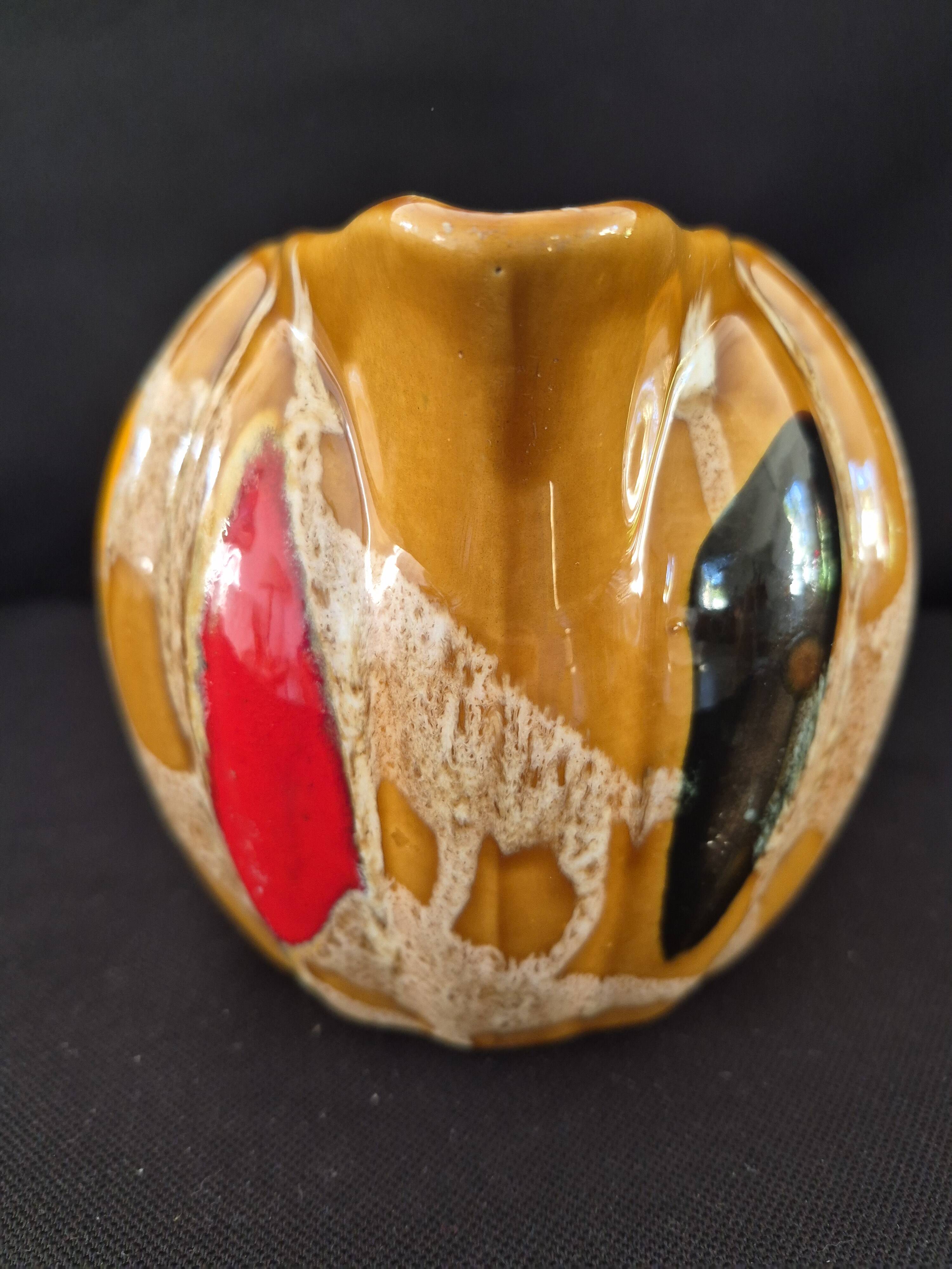 Melon-shaped ceramic jug, signed Poët-Laval, Cavaillon.