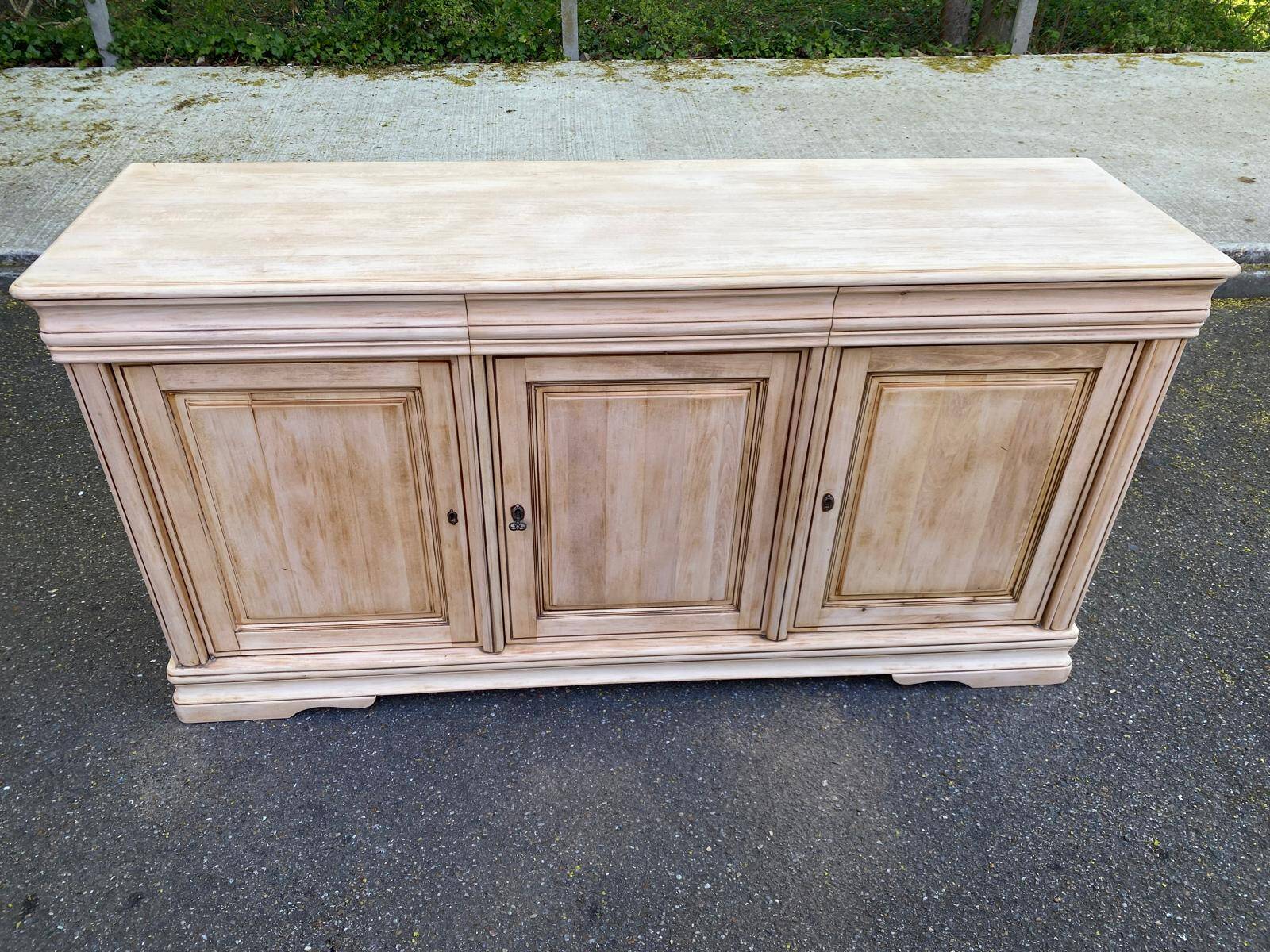 Louis Philippe rustic buffet, vintage, renovated in solid wood, 185cm.