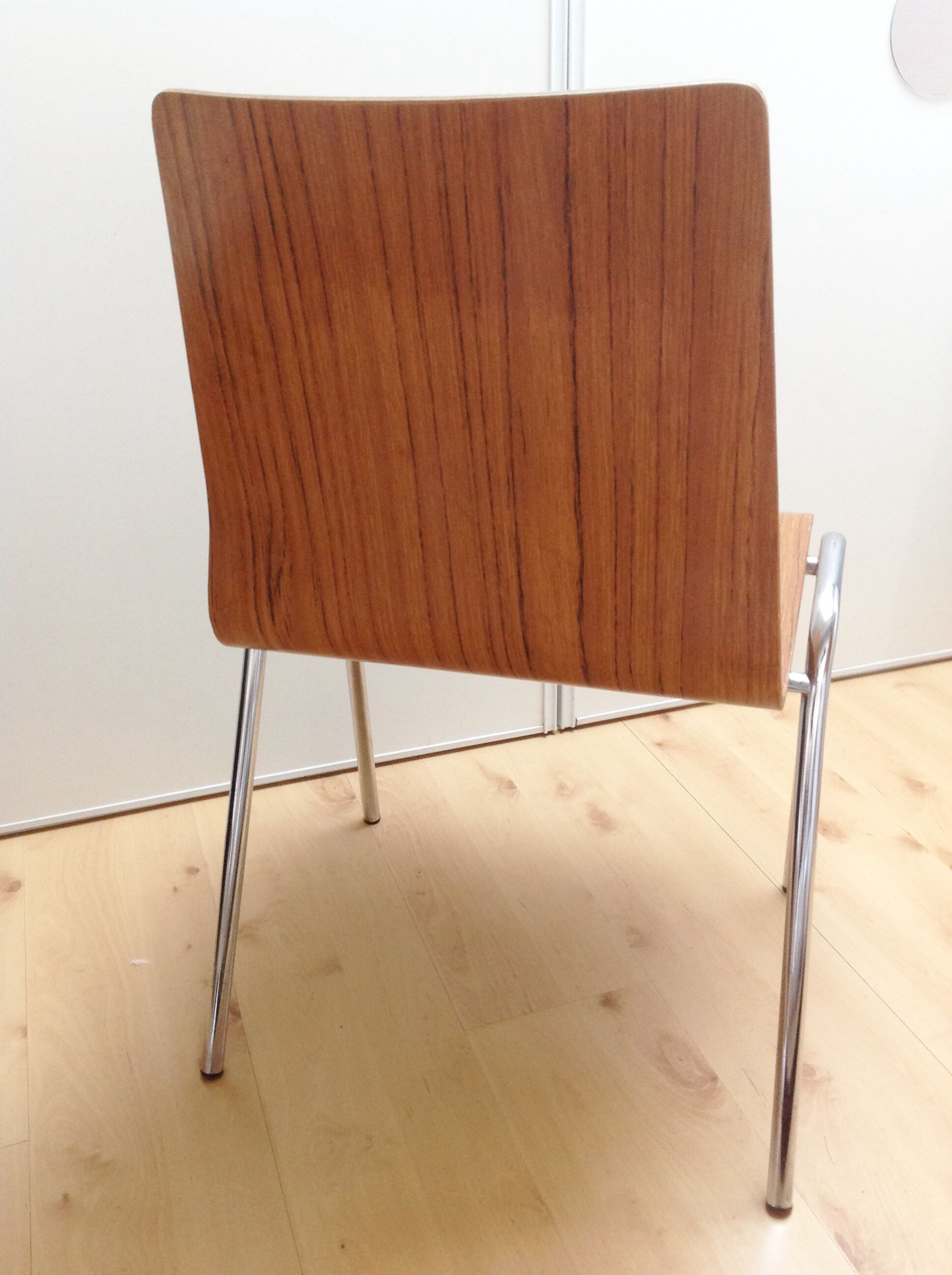 Multiplied wooden chair and chrome feet, vintage 60/70s