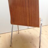 Multiplied wooden chair and chrome feet, vintage 60/70s