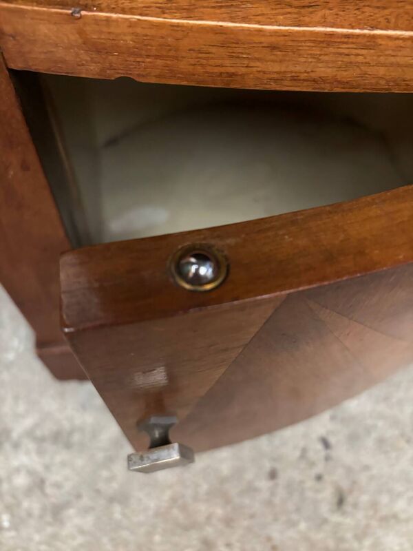 Table de chevet Arts Déco en bois et marbre
