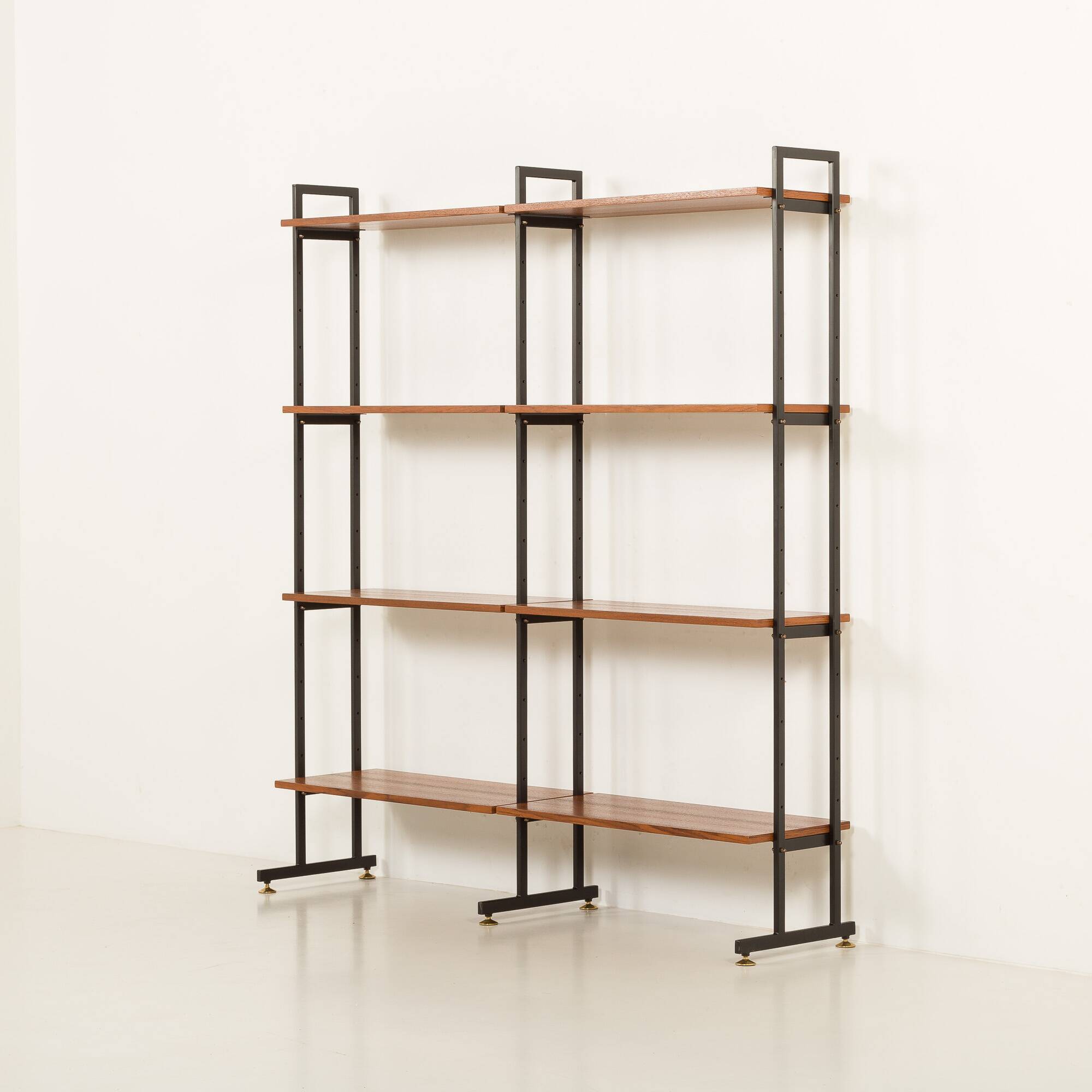 Italian free standing shelving unit or room divider in teak, 1970s