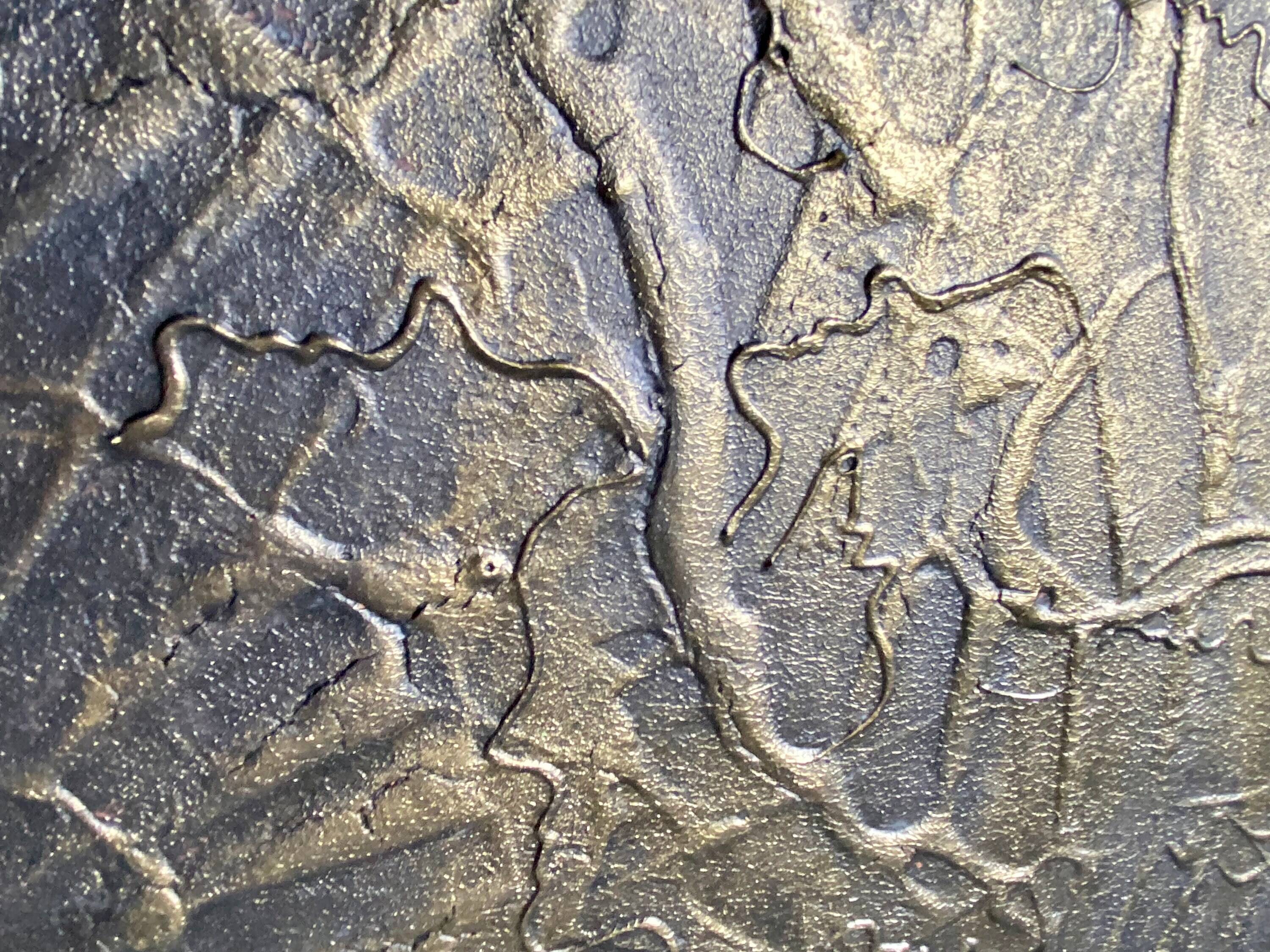 Large original and unique bronze relief painting "humanis" 61x