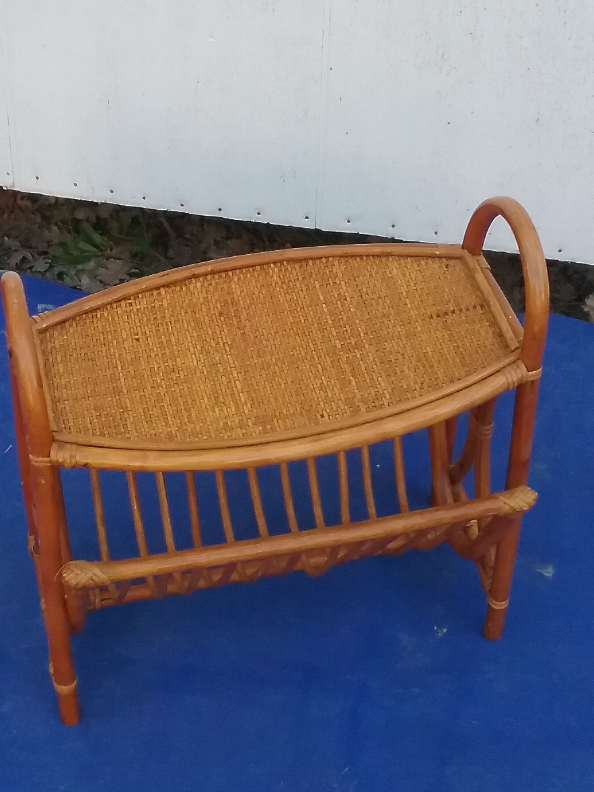 Bamboo and rattan magazine holder