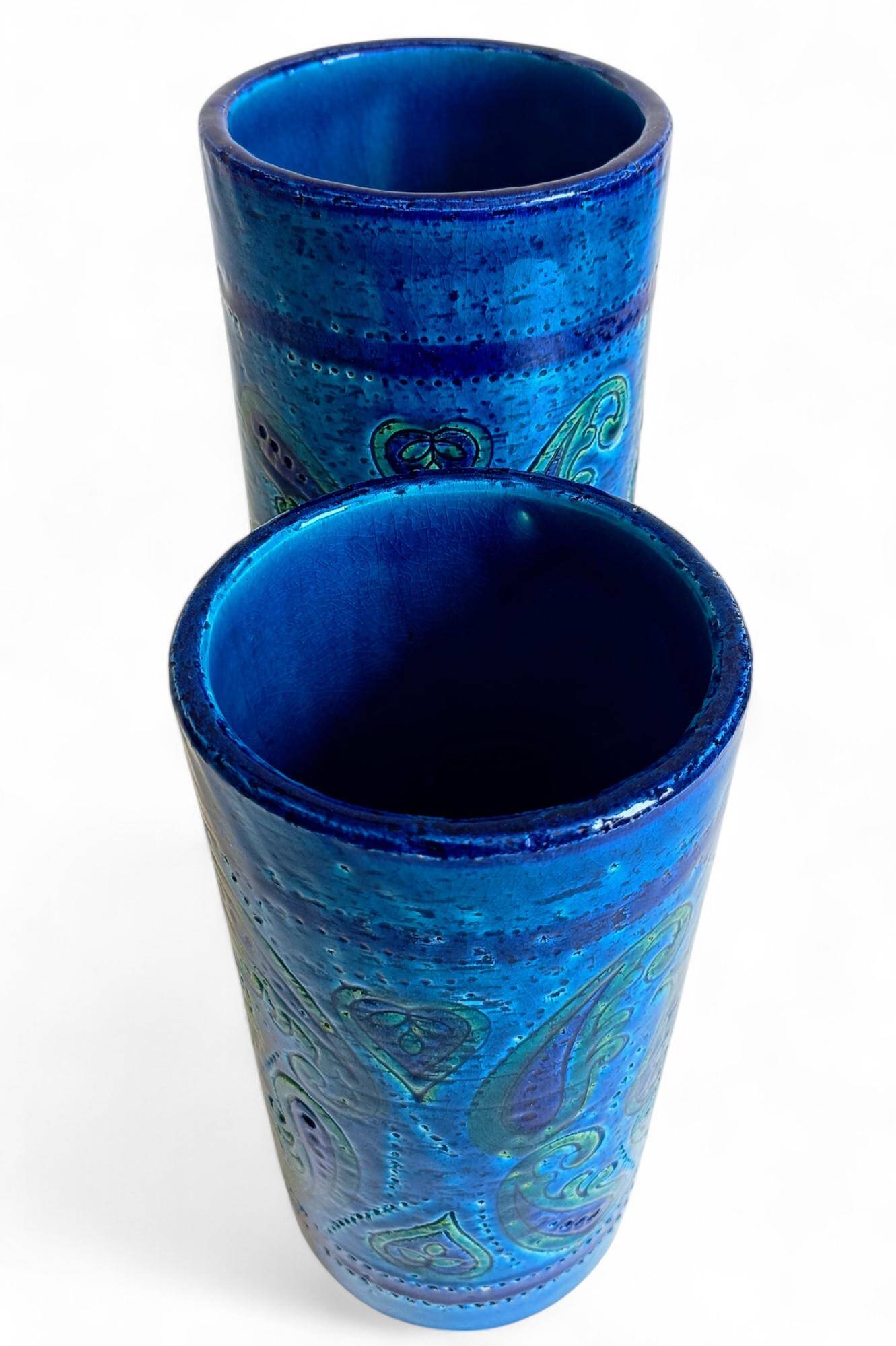 Vases en céramique Rimini Blu d'Aldo Londi, Bitossi, Italie, années 1960.