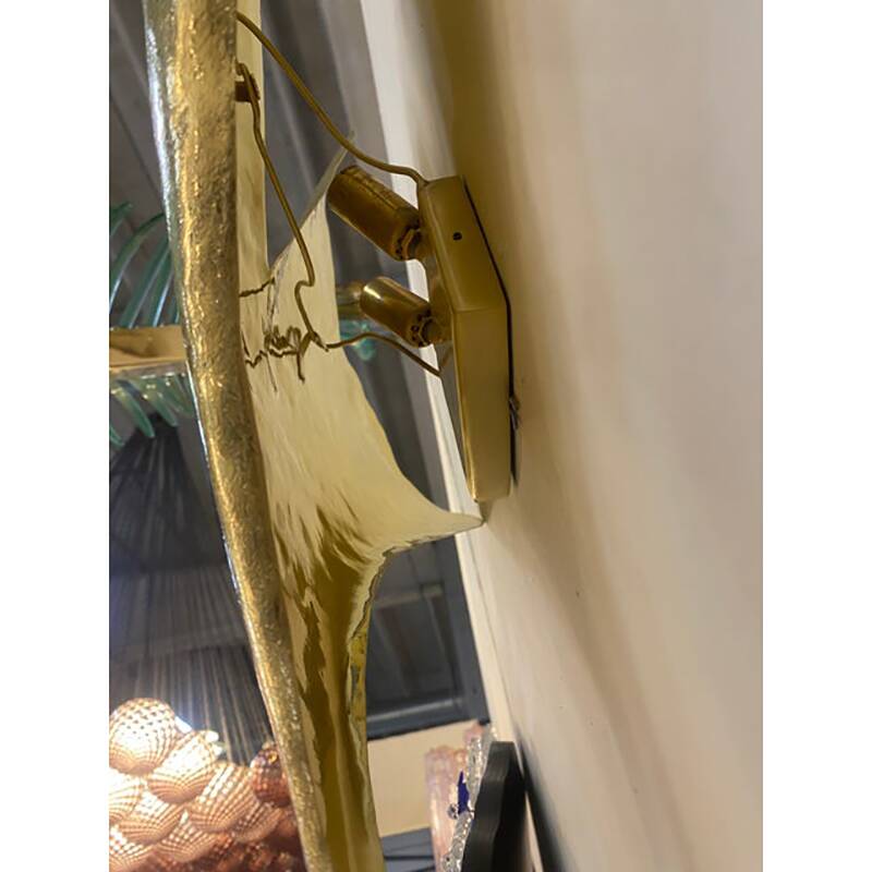 Set of 2 Contemporary Italian Brass Leaf Wall Sconce by Simoeng