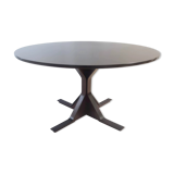 Vintage round ebonized walnut dining table mod. 522 by g. frattini for bernini