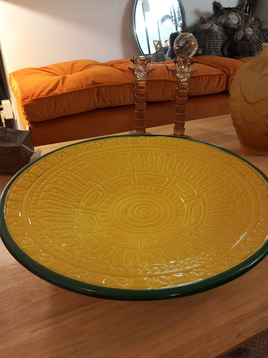 Large round dish. Dieulefit Caves. Vintage