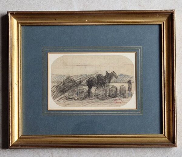 Maximilien Luce (1858-1941) - Dessin au fusain, pierre noire - Cheval