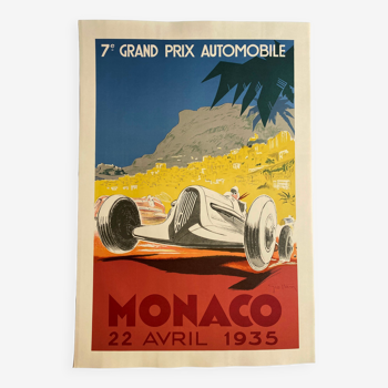 Affiche lithographie "Grand Prix automobile de Monaco 1935" Geo Ham 70x100cm 80's