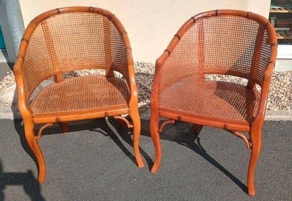 Pair of Caned Armchairs Retro – Bamboo Style / Vintage Chic retro signed Grange