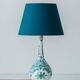 Vintage Royal Delft Ceramic Table Lamp, Rare Teal Delvert Glaze, New Lampshade