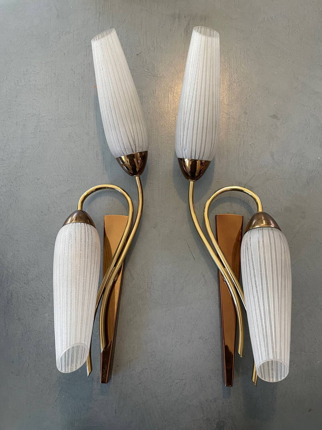 Pair of vintage double wall lights