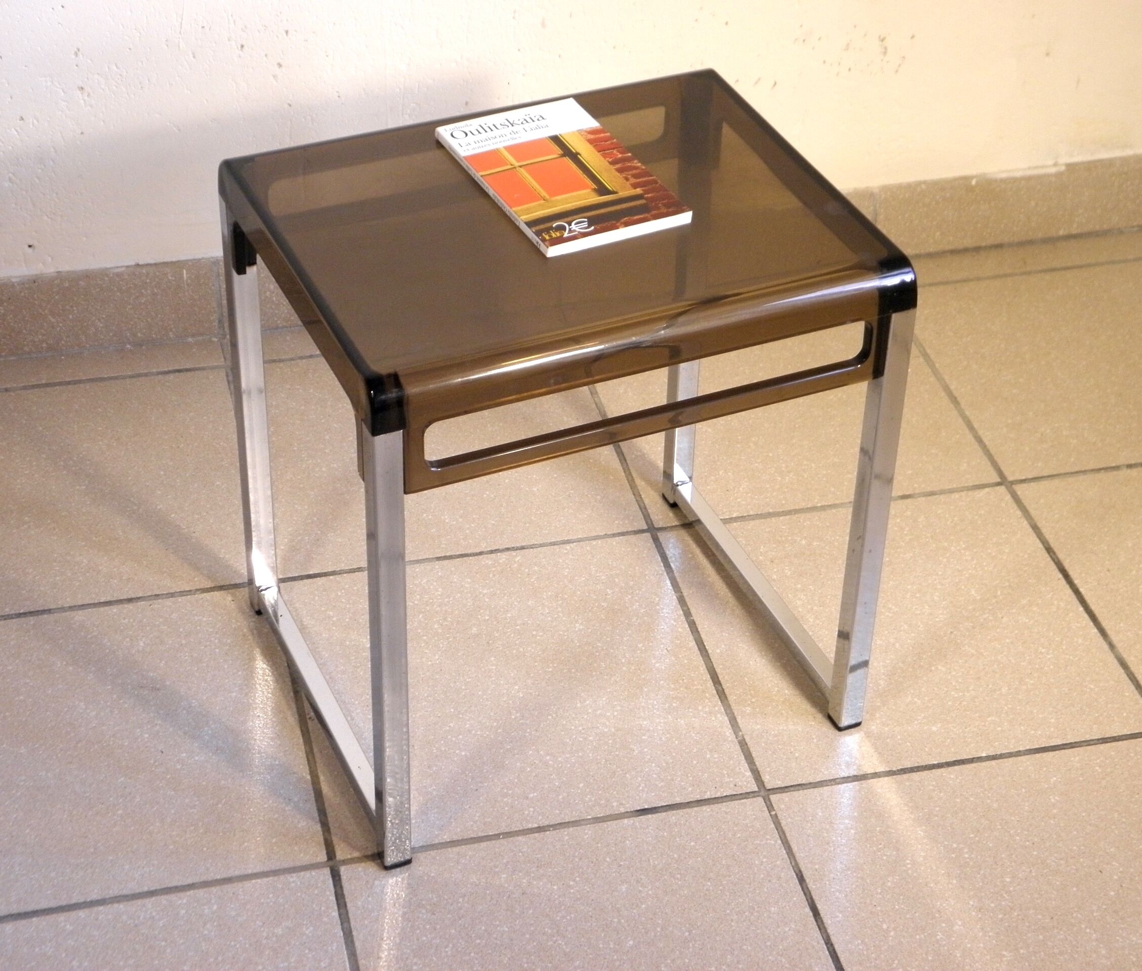Plexiglas and chrome 1970 coffee table