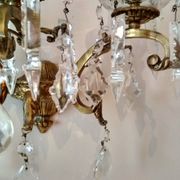 3 Bronze and crystal light wall sconce, late 19th century