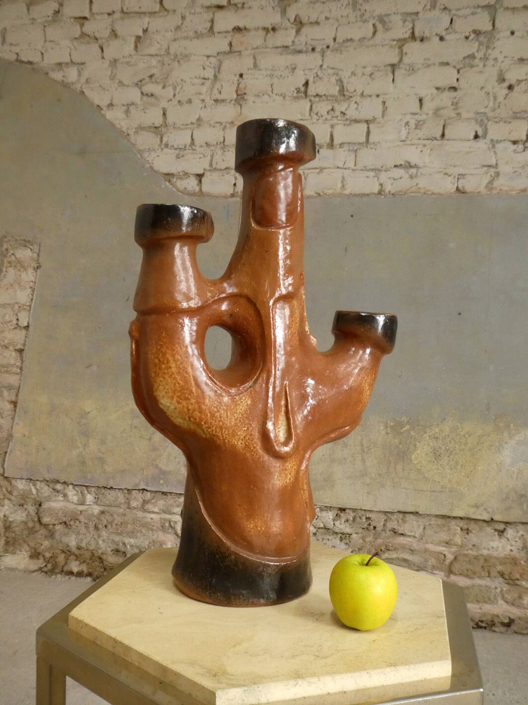 brutalist ceramic candlestick, 1970