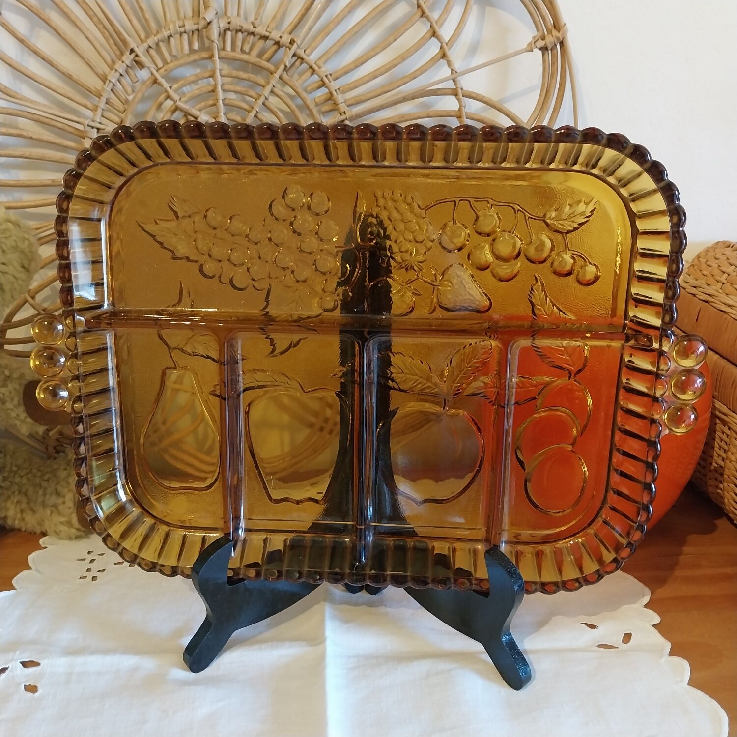 Vintage divided glass dish