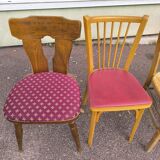 set of 6 mismatched vintage bistro chairs - wood